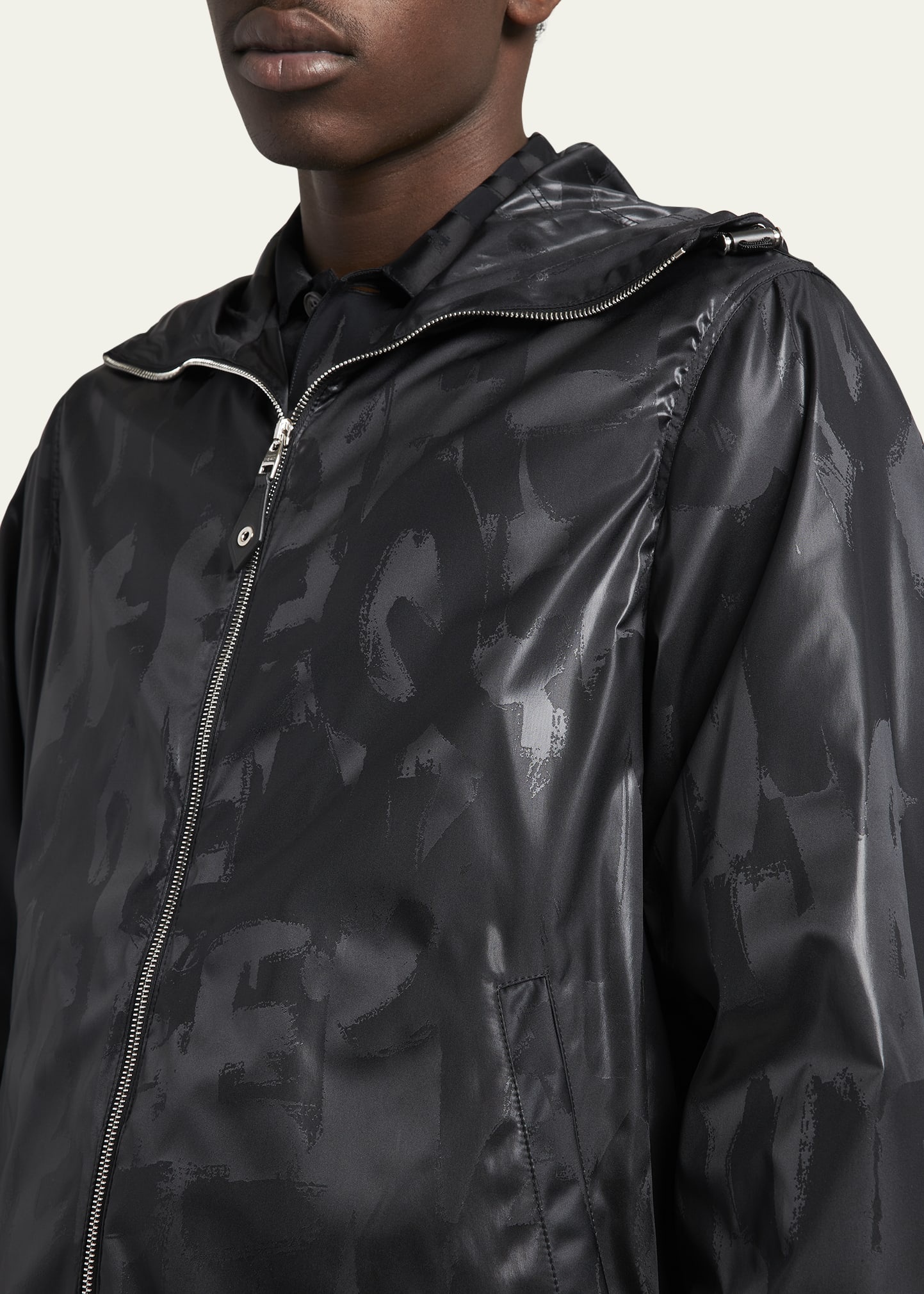 Men's Tonal Graffiti Wind-Resistant Jacket - 5