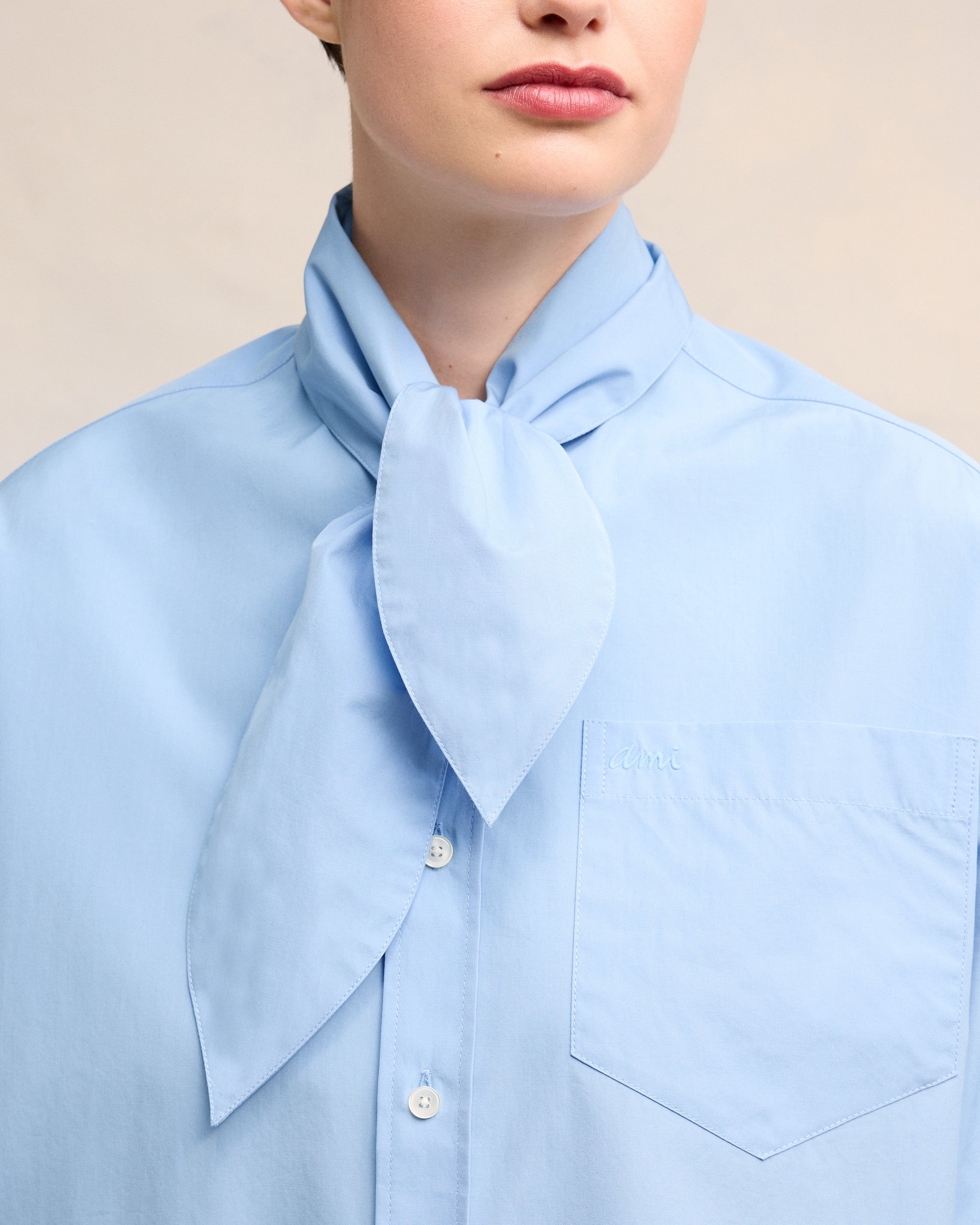 SCARF COLLAR SHIRT - 4