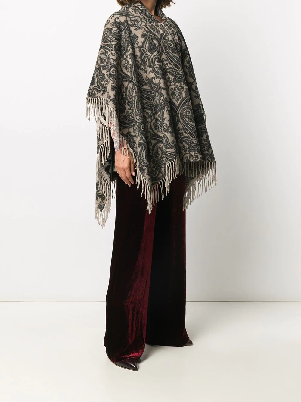 paisley print poncho - 3