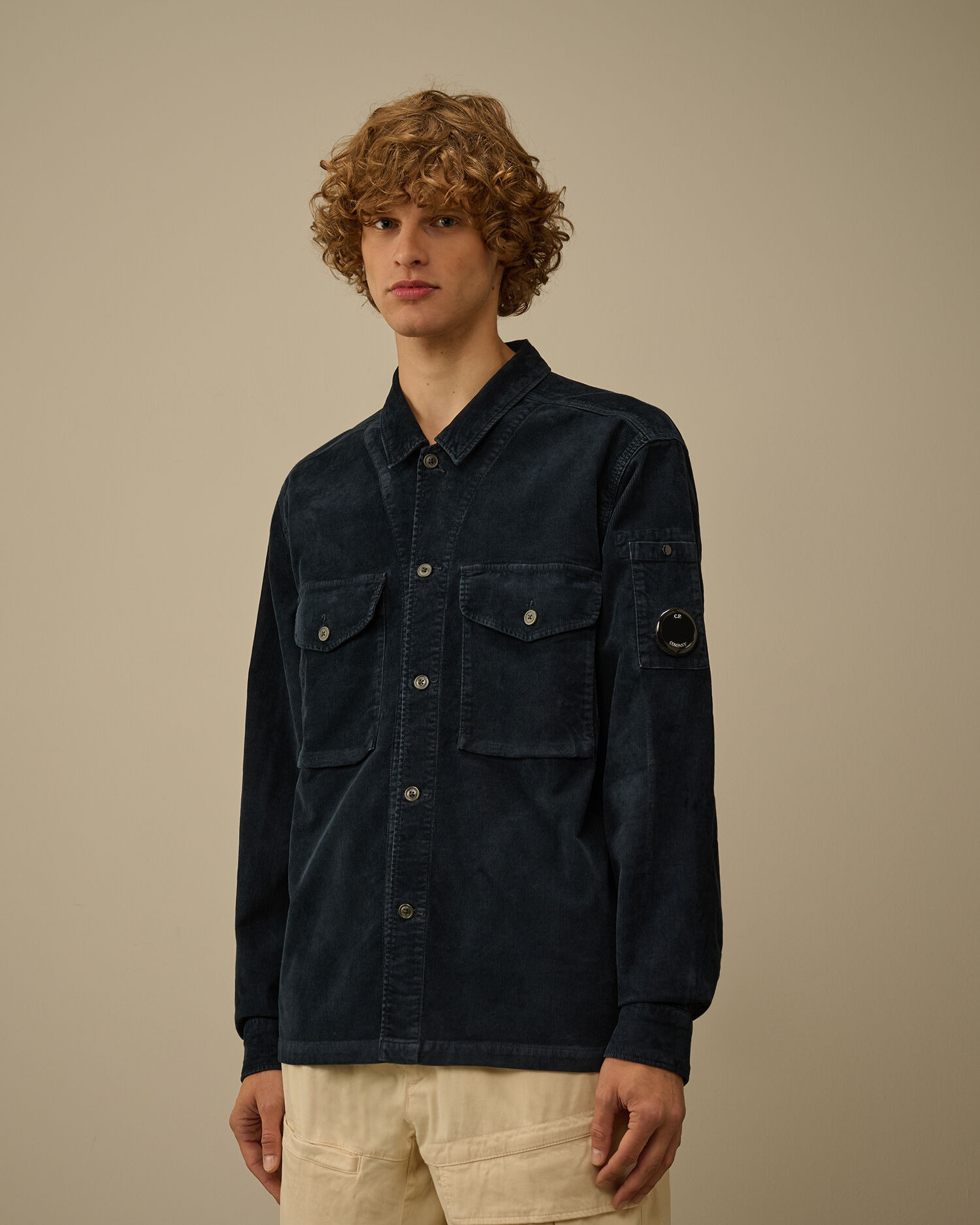 Corduroy Lens Button Overshirt - 3