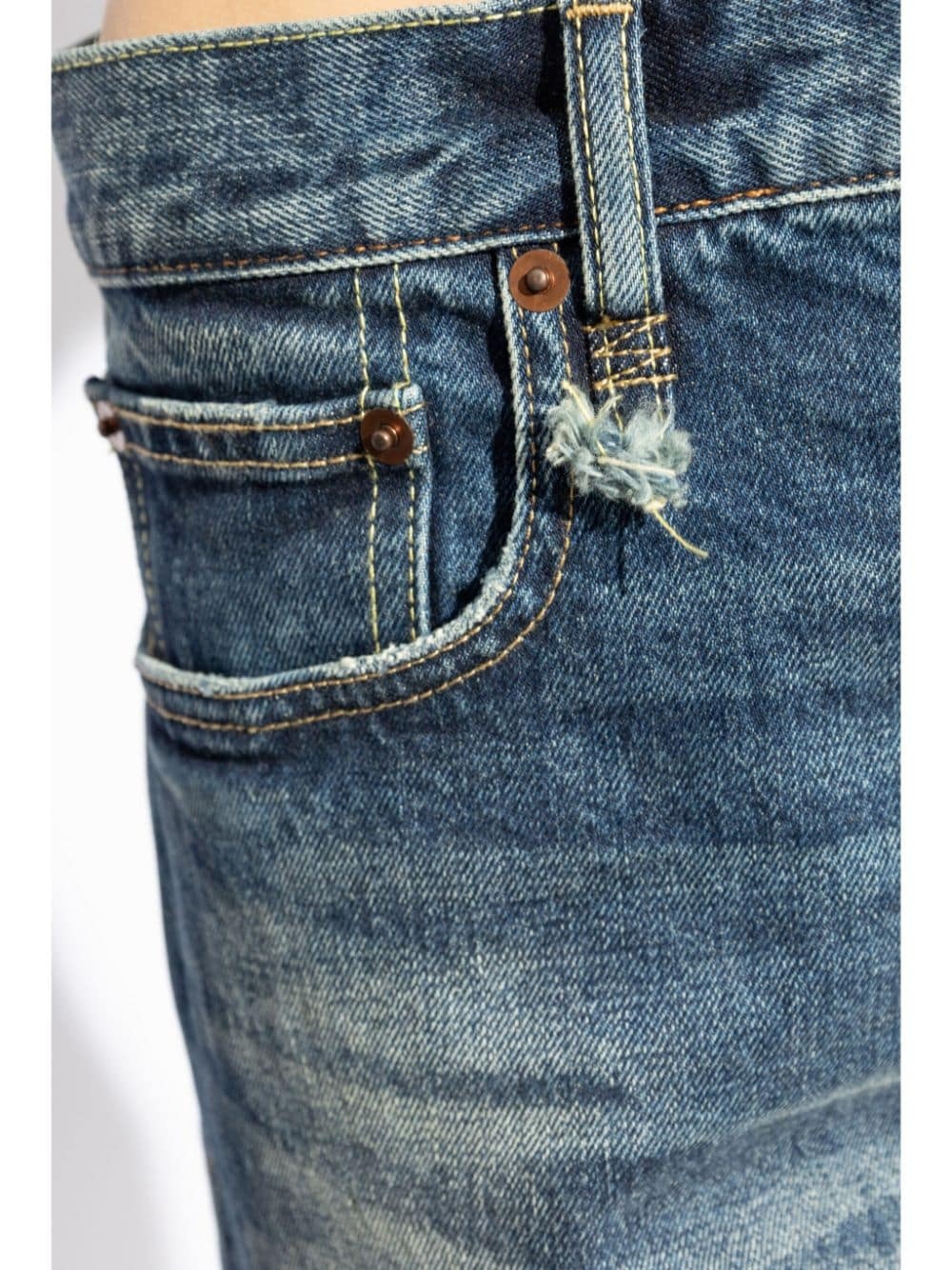 rolled cuffs straight-leg jeans - 5