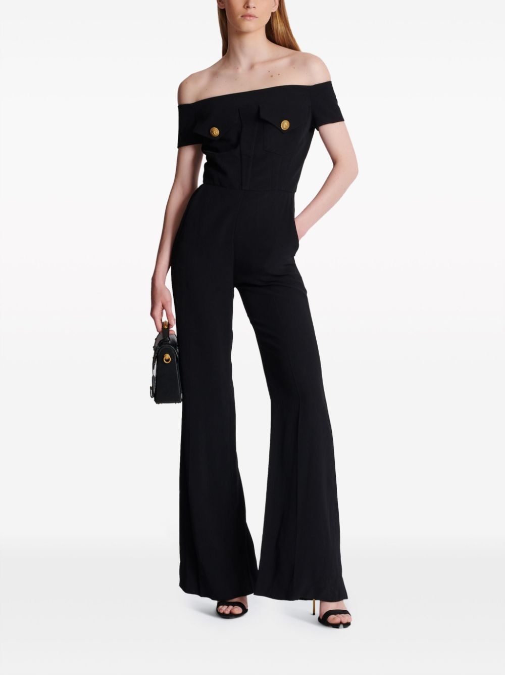off-shoulder flared jumpsuit - 2