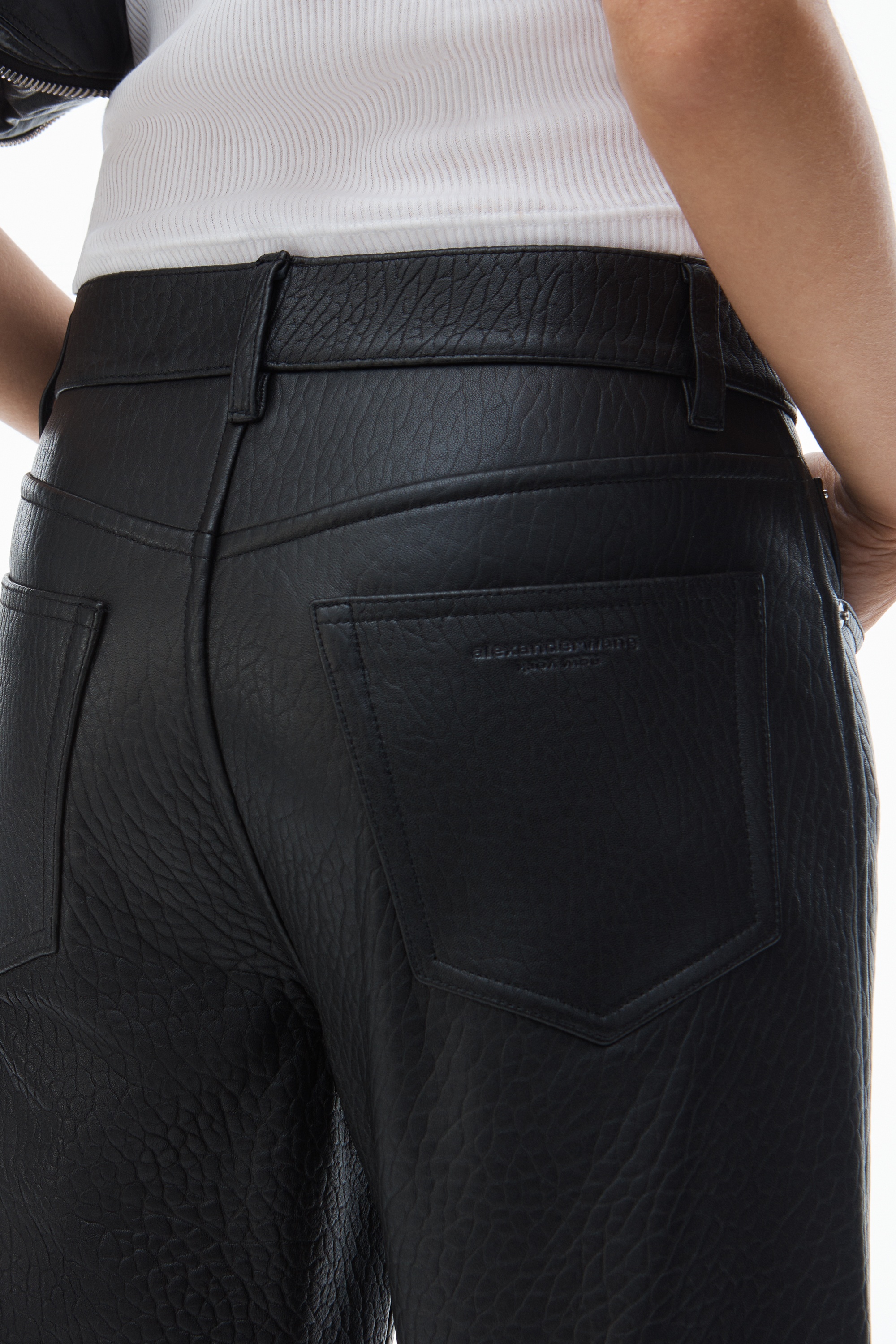 EZ - MID RISE RELAXED STRAIGHT PANT in Primal Nappa Lambskin Leather - 5