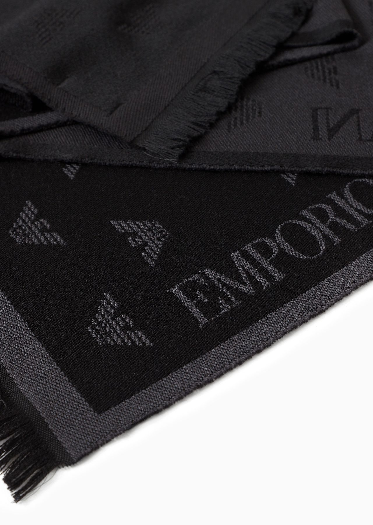 Wool scarf with all-over jacquard eagle - 2