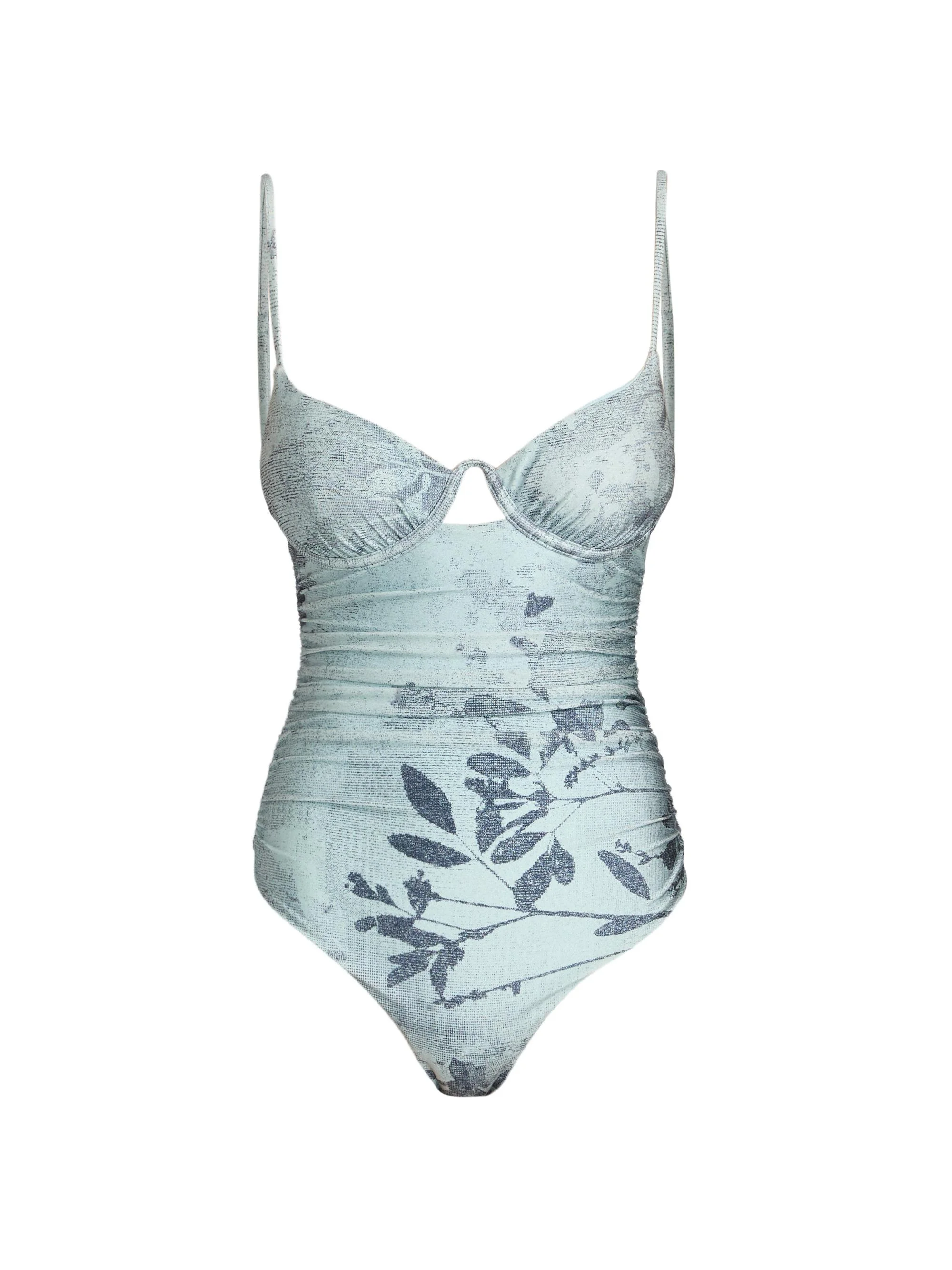 Women's Laine Floral Ruched One-Piece Swimsuit - Sky Floral - 1