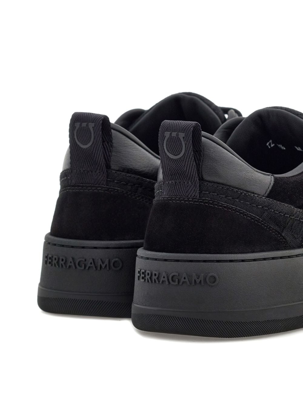 panelled leather sneakers - 3