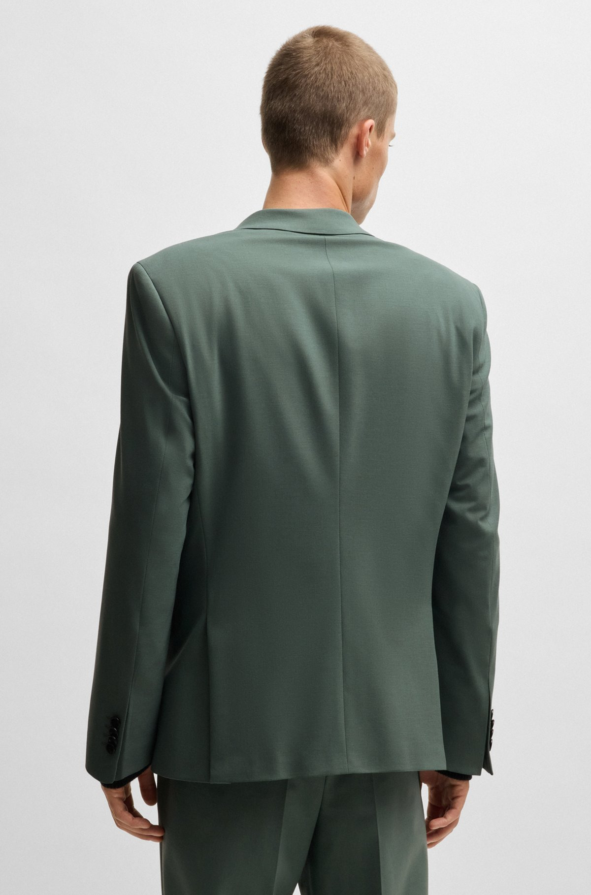 SLIM-FIT JACKET IN WOOL STRETCH POPLIN - 4