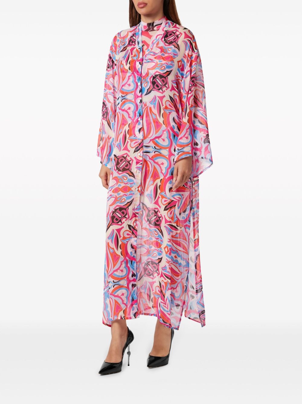 kaleidoscopic-print silk kaftan - 3