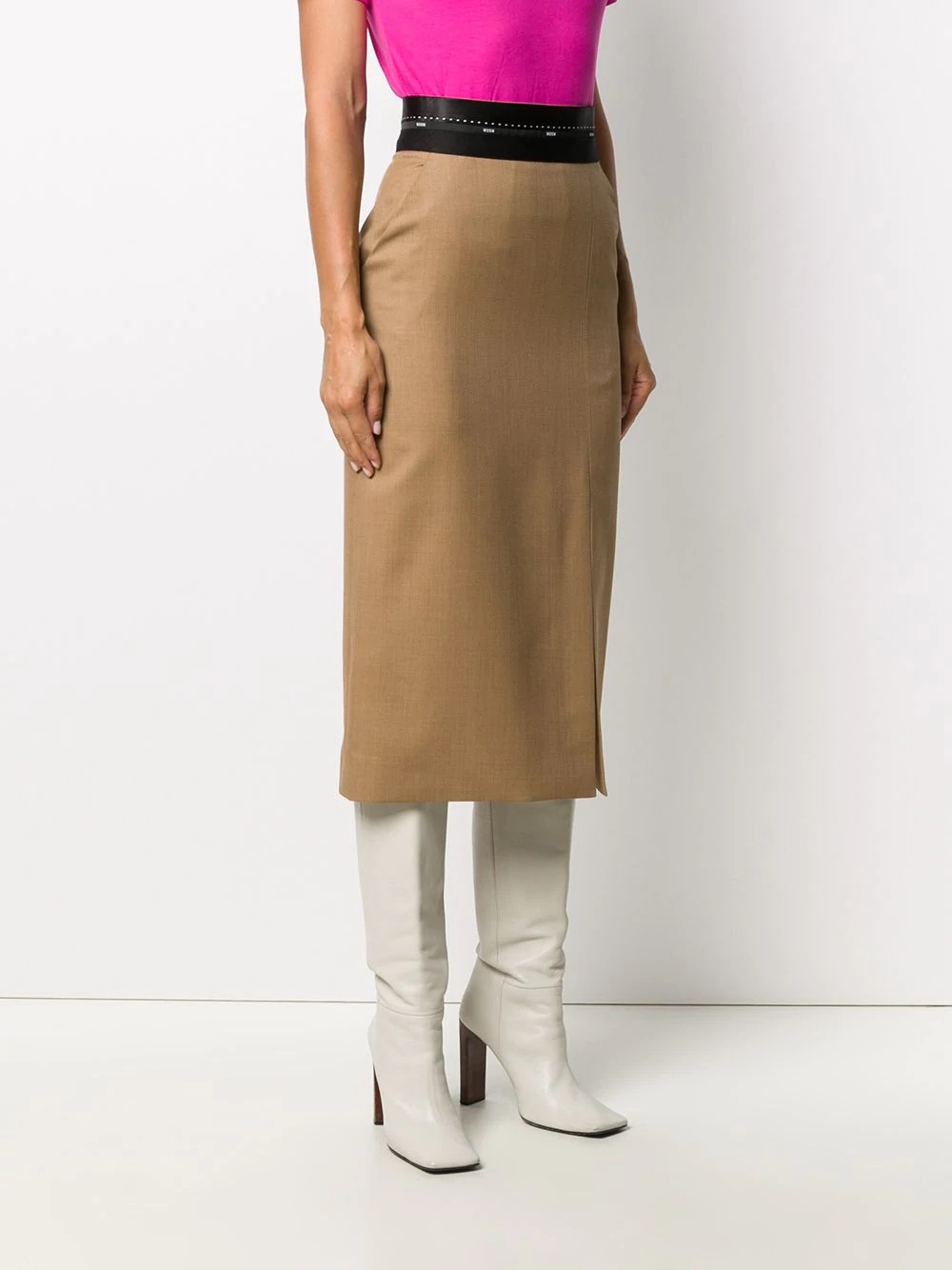 logo waistband pencil skirt - 3