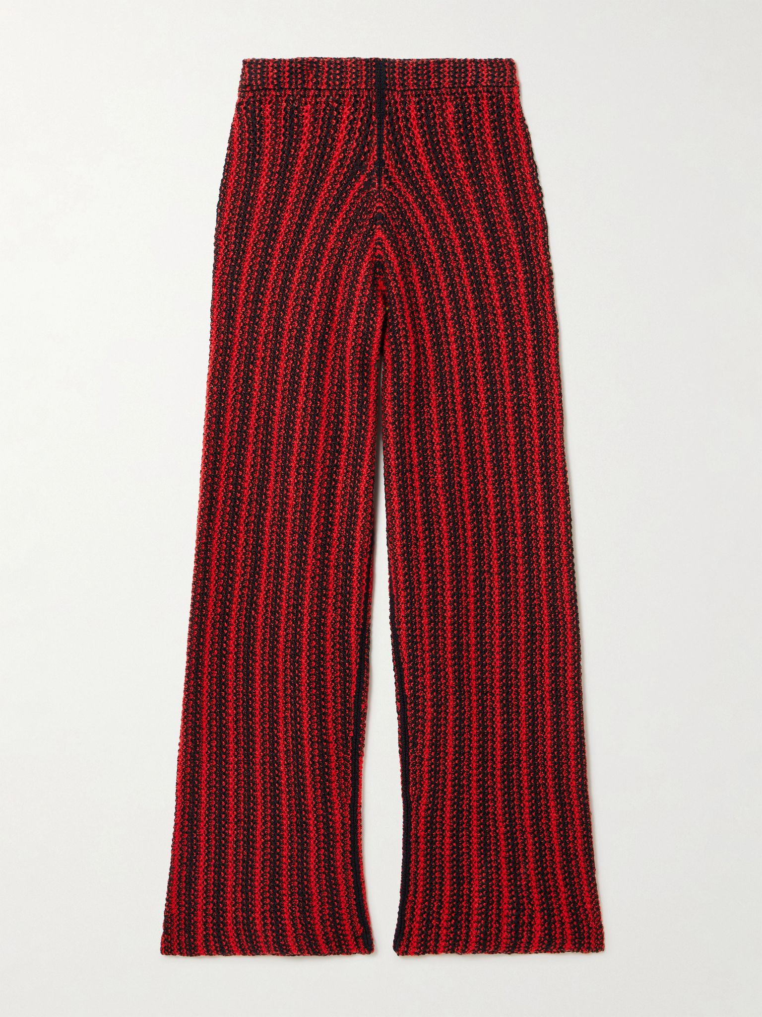 Nora Lite open-knit cotton wide-leg pants Red - 1
