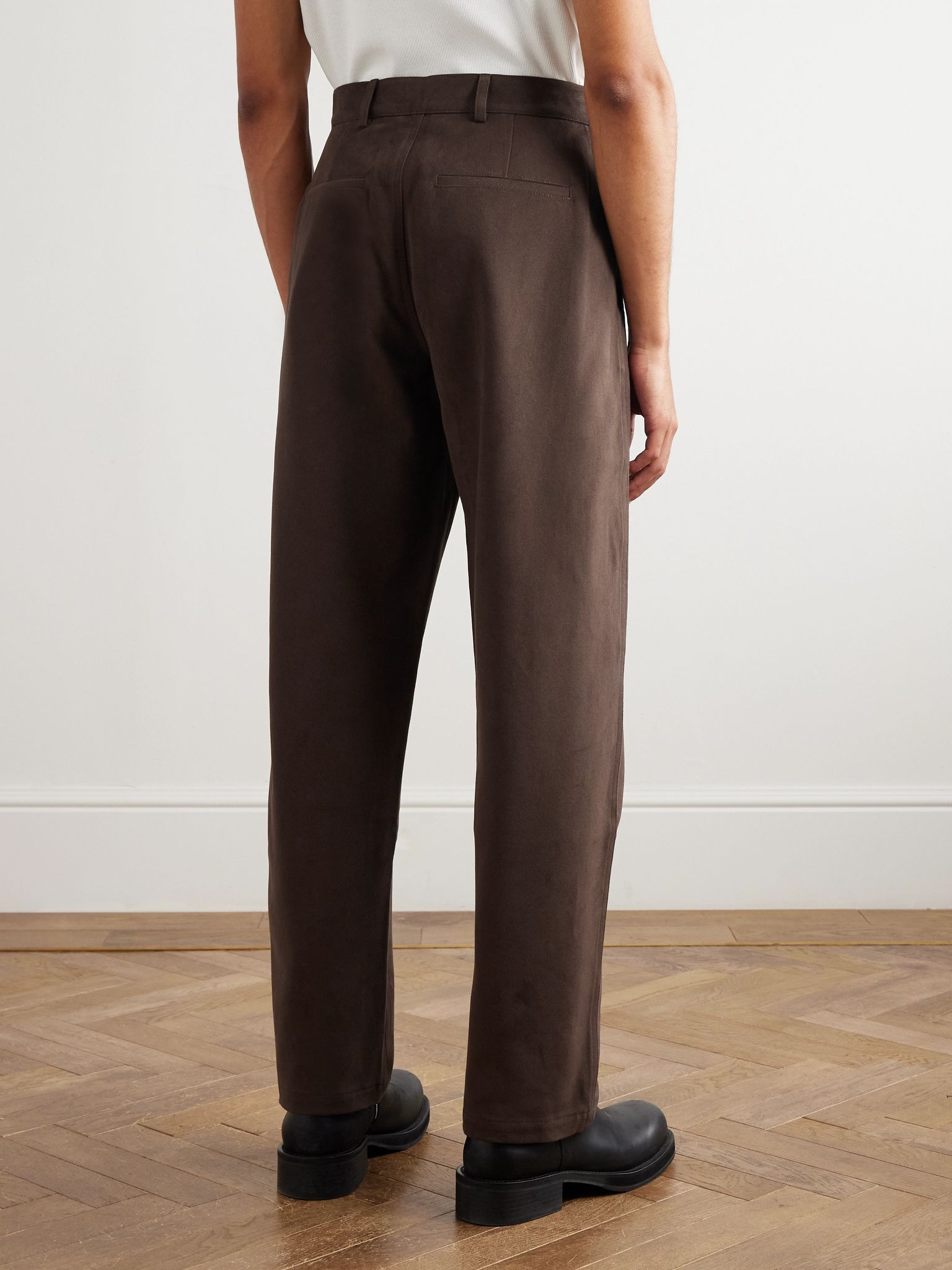 Balloon Tapered Cotton-Twill Trousers Brown - 4