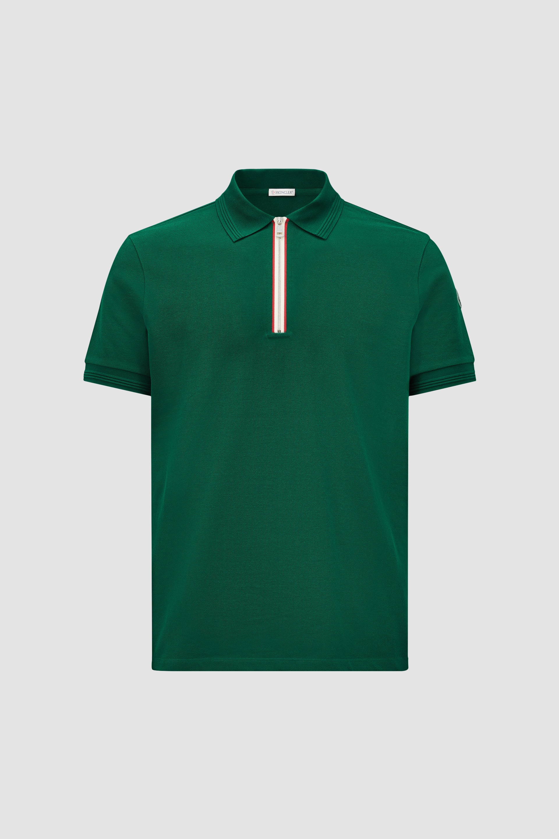 Tricolor Trim Cotton Piquet Polo Shirt - 1