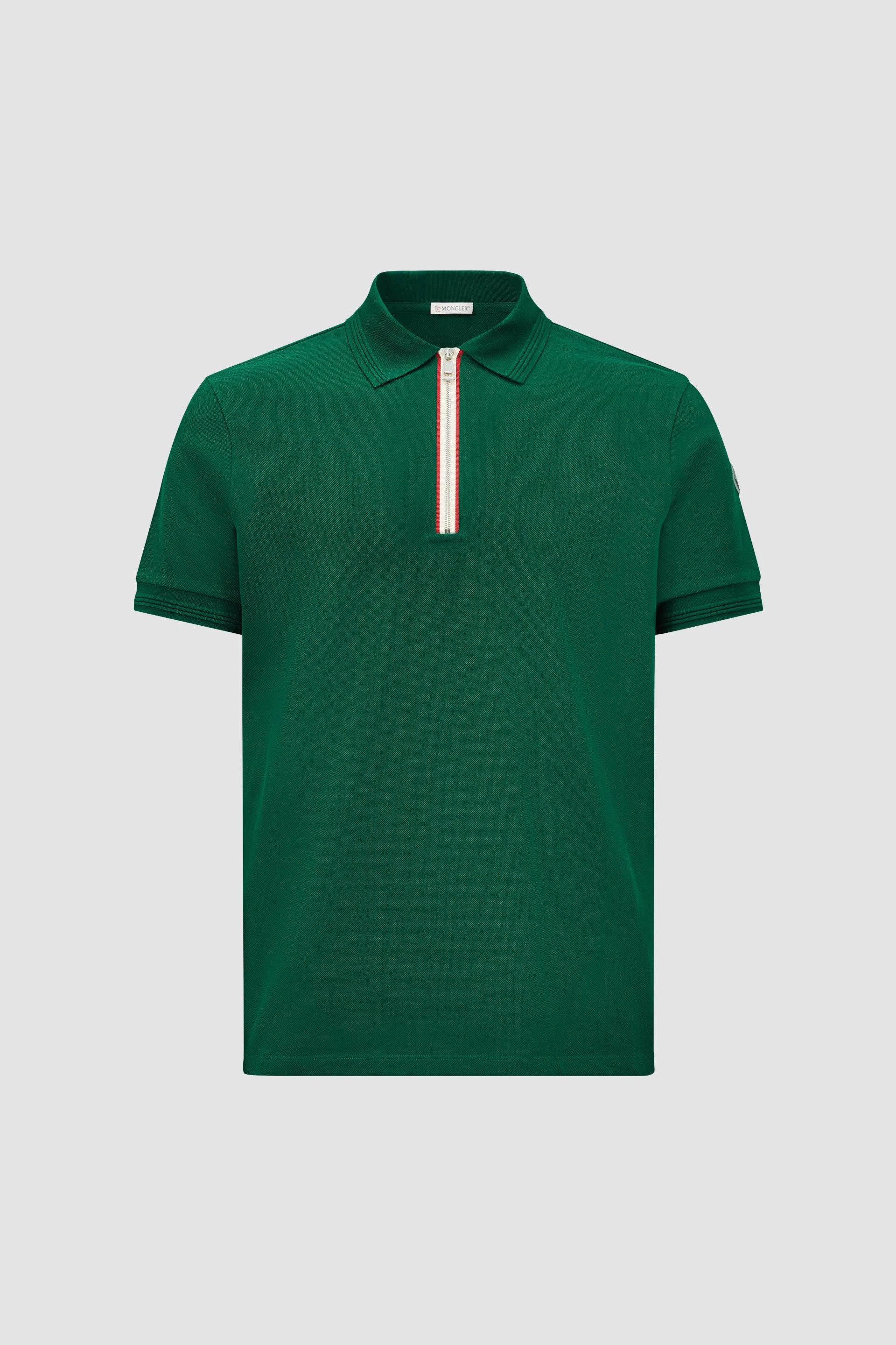 Tricolor Trim Cotton Piquet Polo Shirt - 1