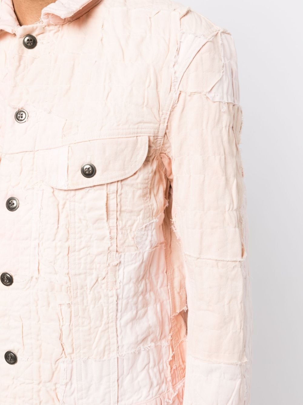 distressed-effect cotton shirt jacket - 5