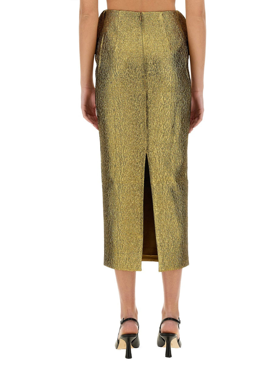Self-Portrait Women Metallic Jacquard Midi Skirt - 3