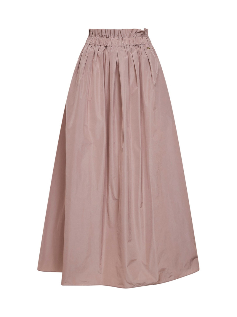 Powder pink new techno taffeta long skirt 1