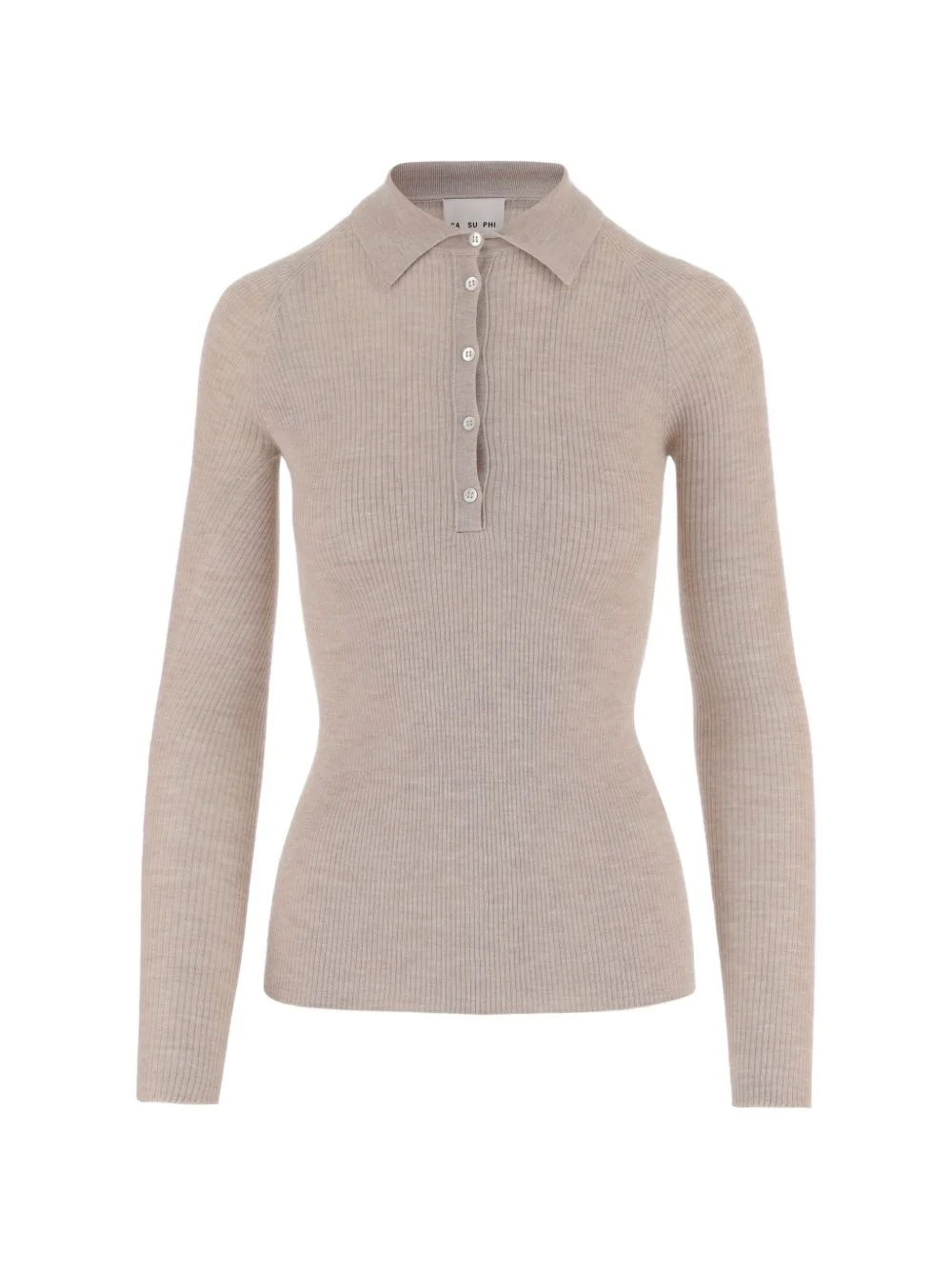ribbed button polo shirt - 1
