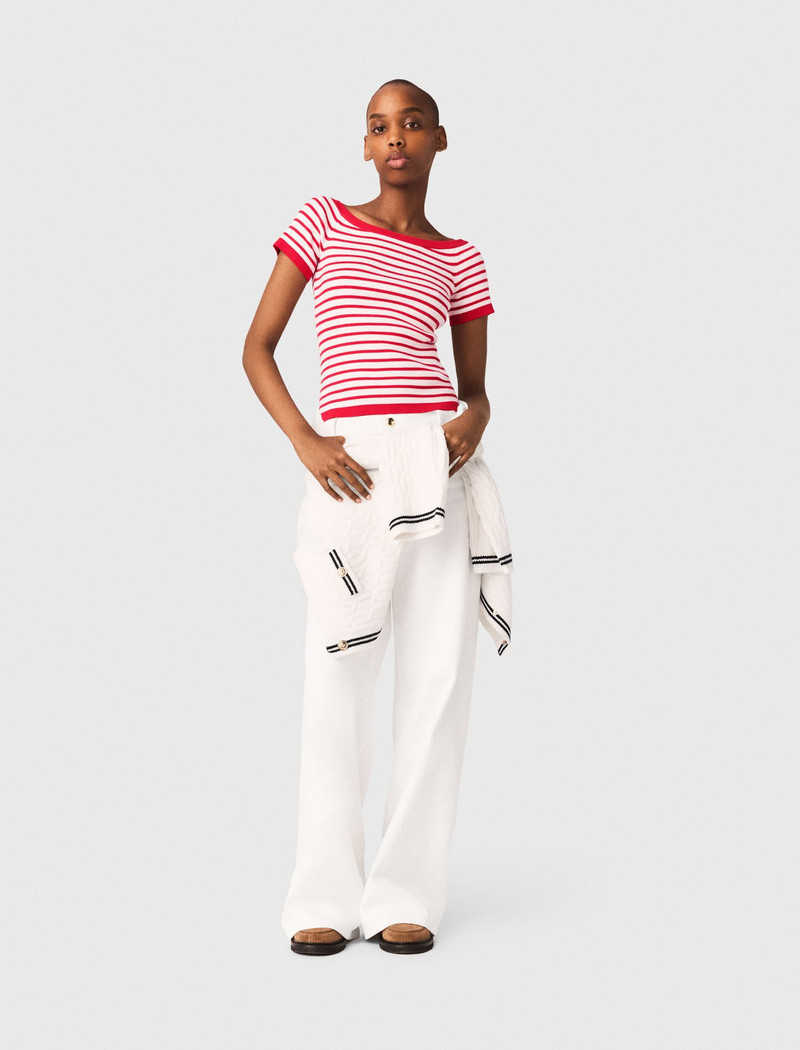 maje Striped knit top with boat neck outlook