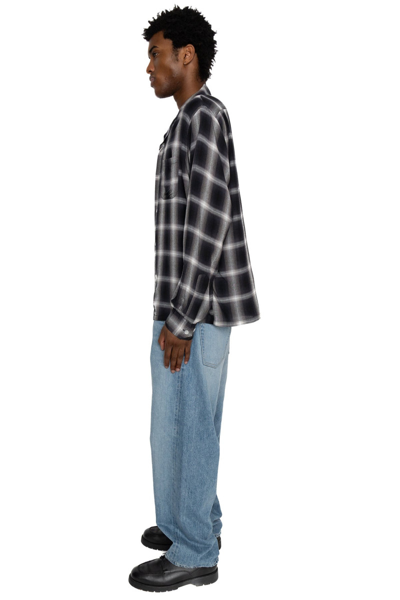 SUGAR CANE Rayon Ombre Check L/S Open Shirt - Black outlook