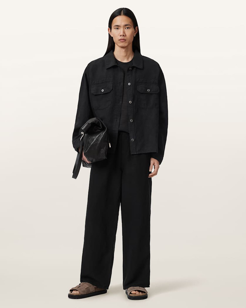ALLSAINTS KORTEN LINEN BLEND RELAXED FIT SHACKET outlook