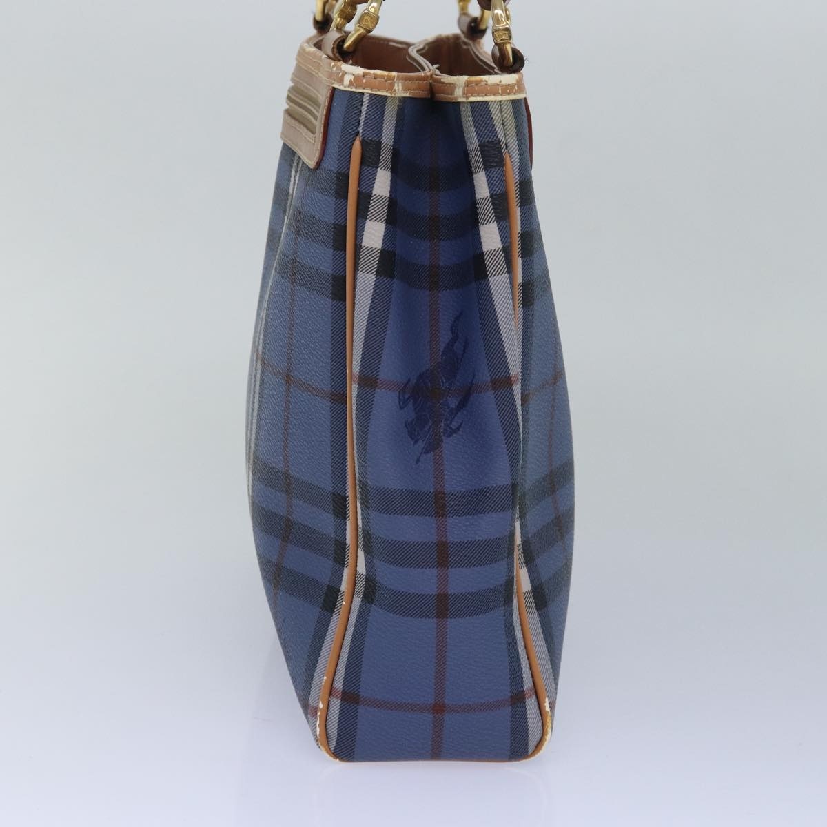 Burberry Nova Check Tote Bag Pvc Leather Blue - 3
