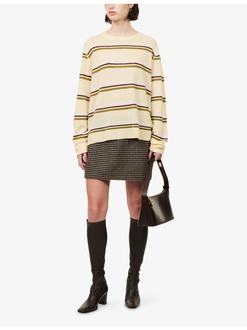 Reformation Stripe-Print Round-Neck Cashmere Jumper outlook