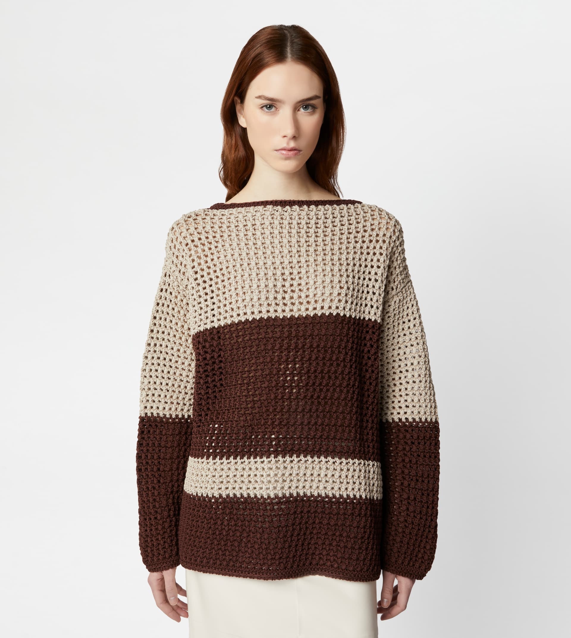 PULLOVER IN COTTON - BEIGE, BROWN - 7