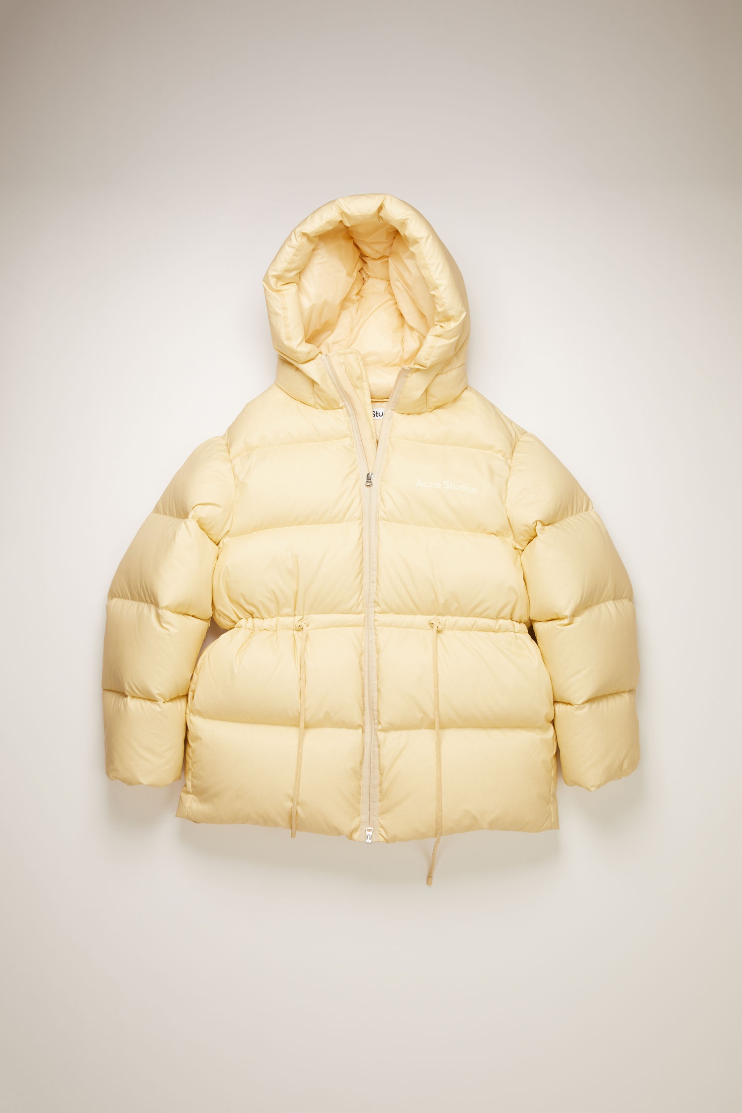 Hooded puffer coat cream beige - 6