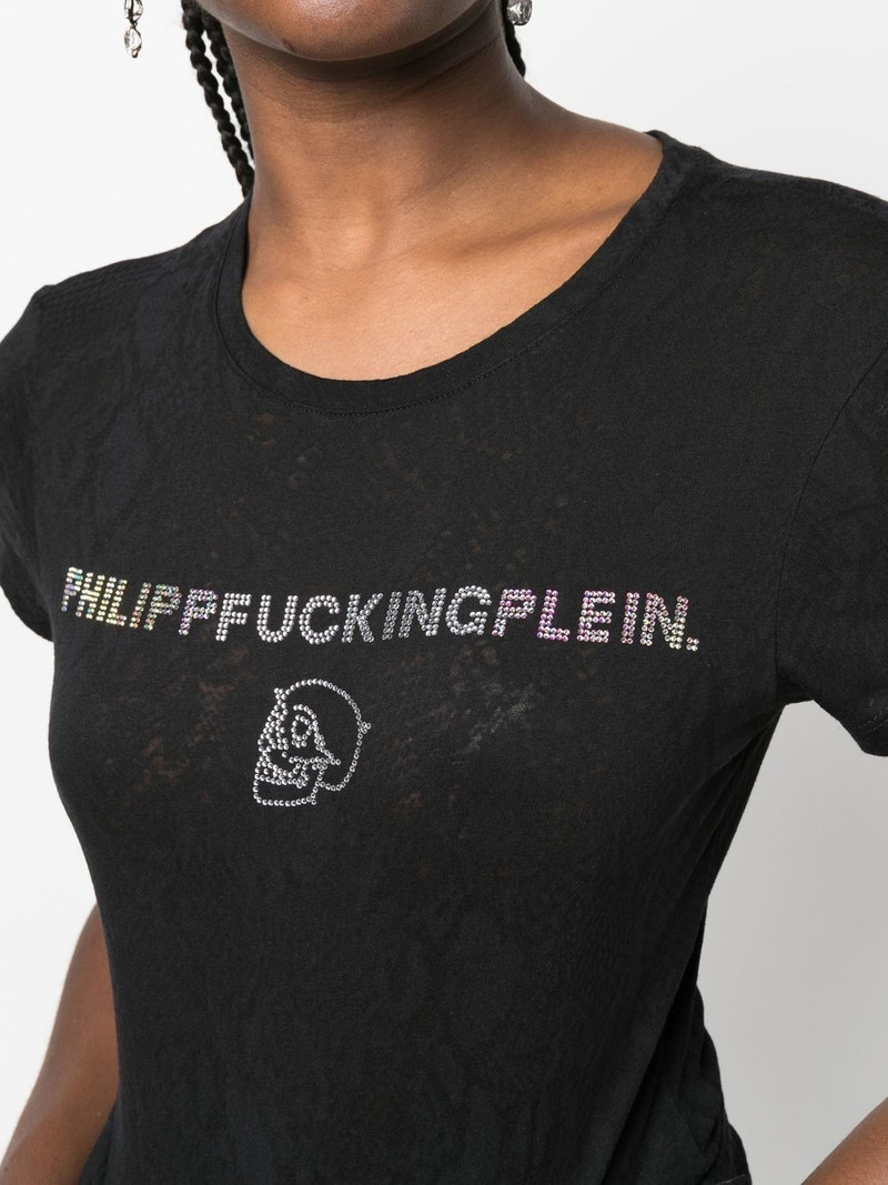 rhinestone-embellished cotton T-shirt 5