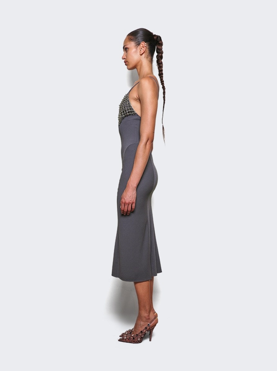 Embellished Midi Dress Grey - 4