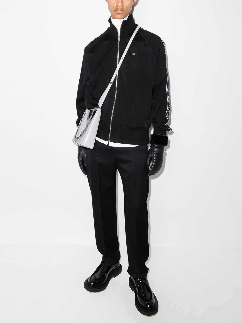 logo tape zipped jacket - 5