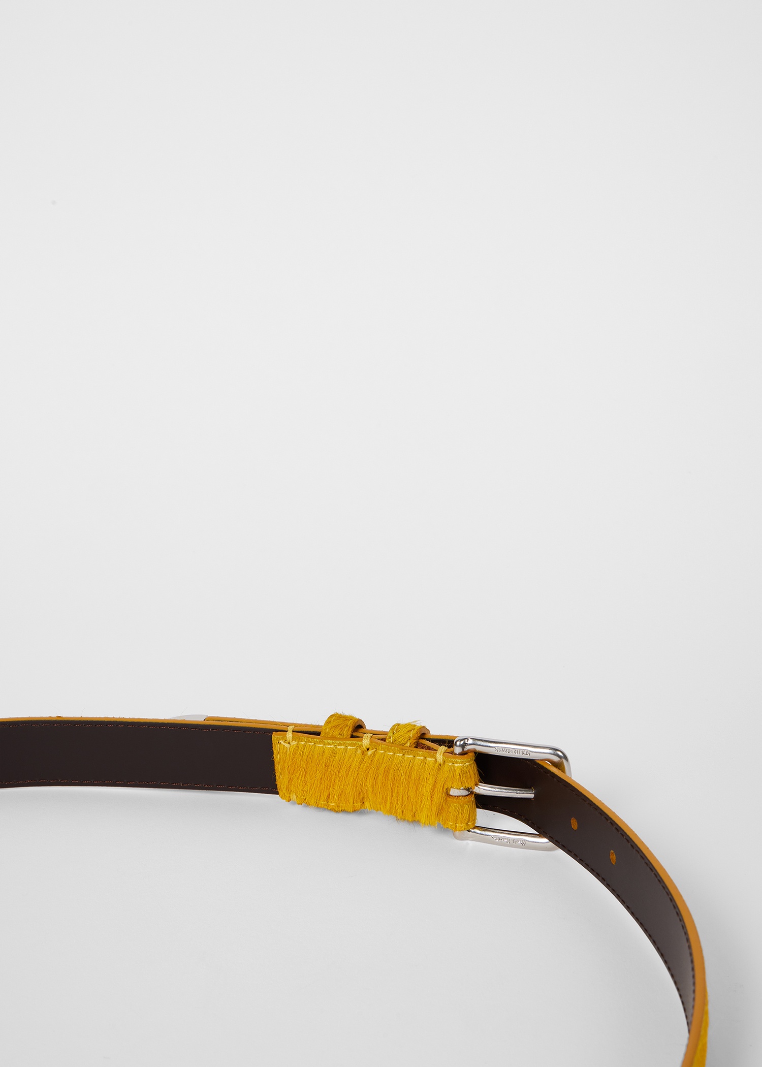 Mustard Textured Leather Belt - 3