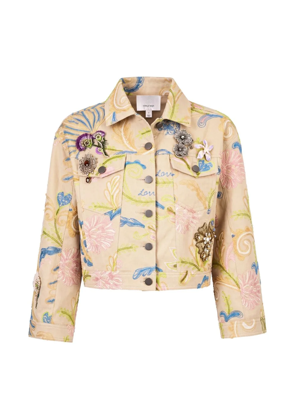 Addie embroidery-embellished cropped jacket - 1