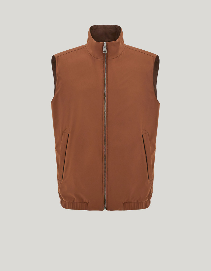 CARAMEL MIXED-MATERIAL ULTRALIGHT SUEDE BOMBER JACKET WITH KNIT INSERTS 211