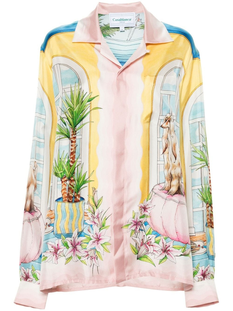 graphic-print silk shirt 1