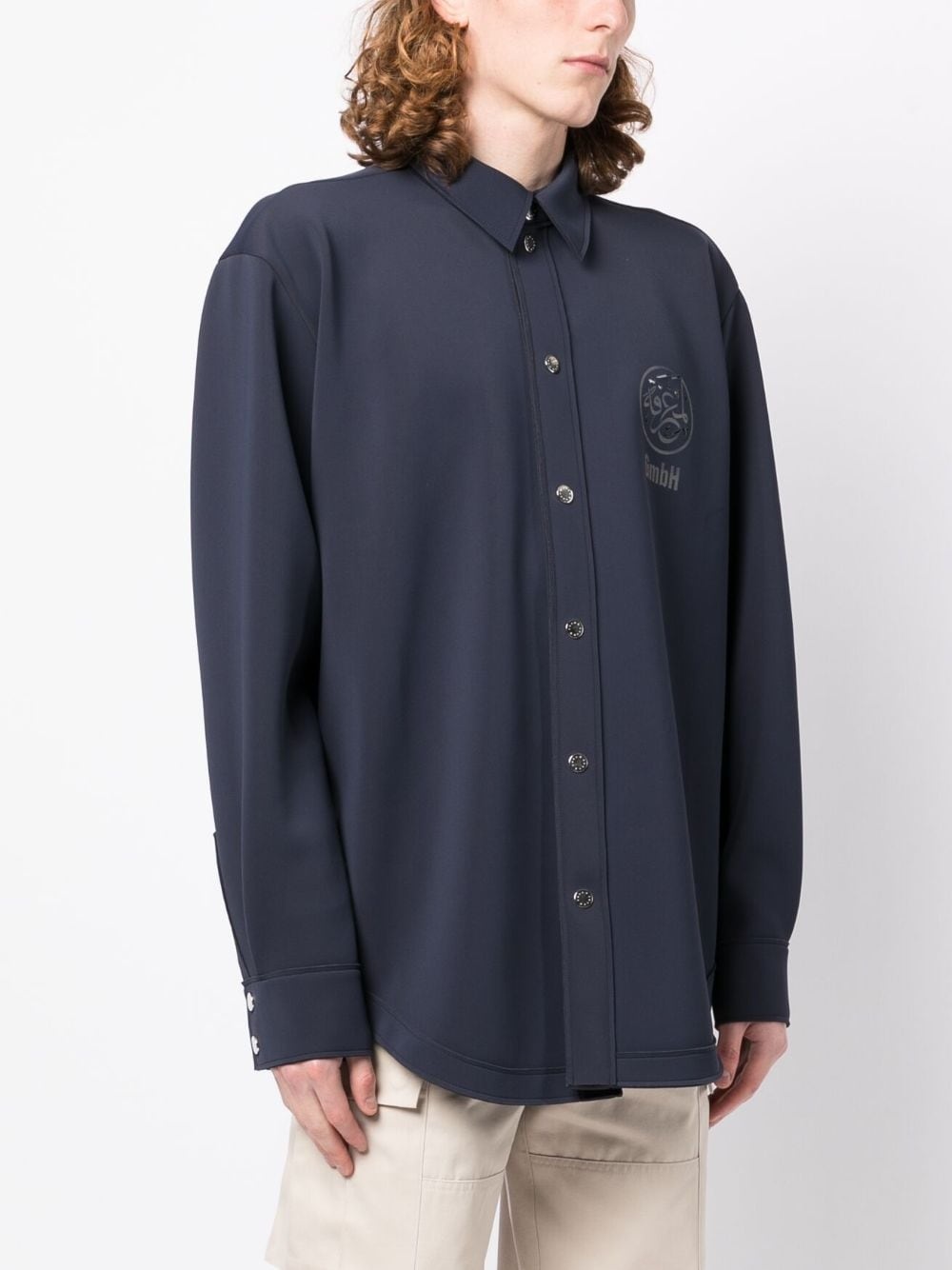 logo-print recycled nylon shirt - 3