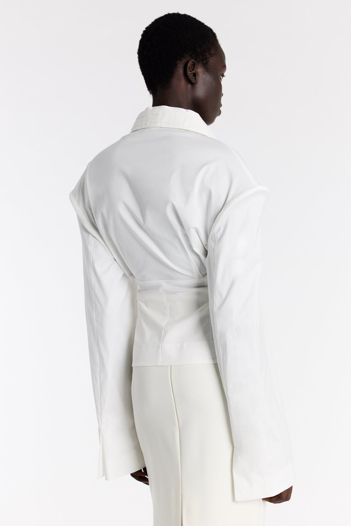 CUMMERBUND COLLAR TUXEDO TOP WHITE - 5