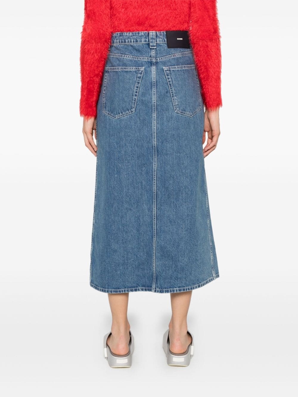 logo-patch denim skirt - 4