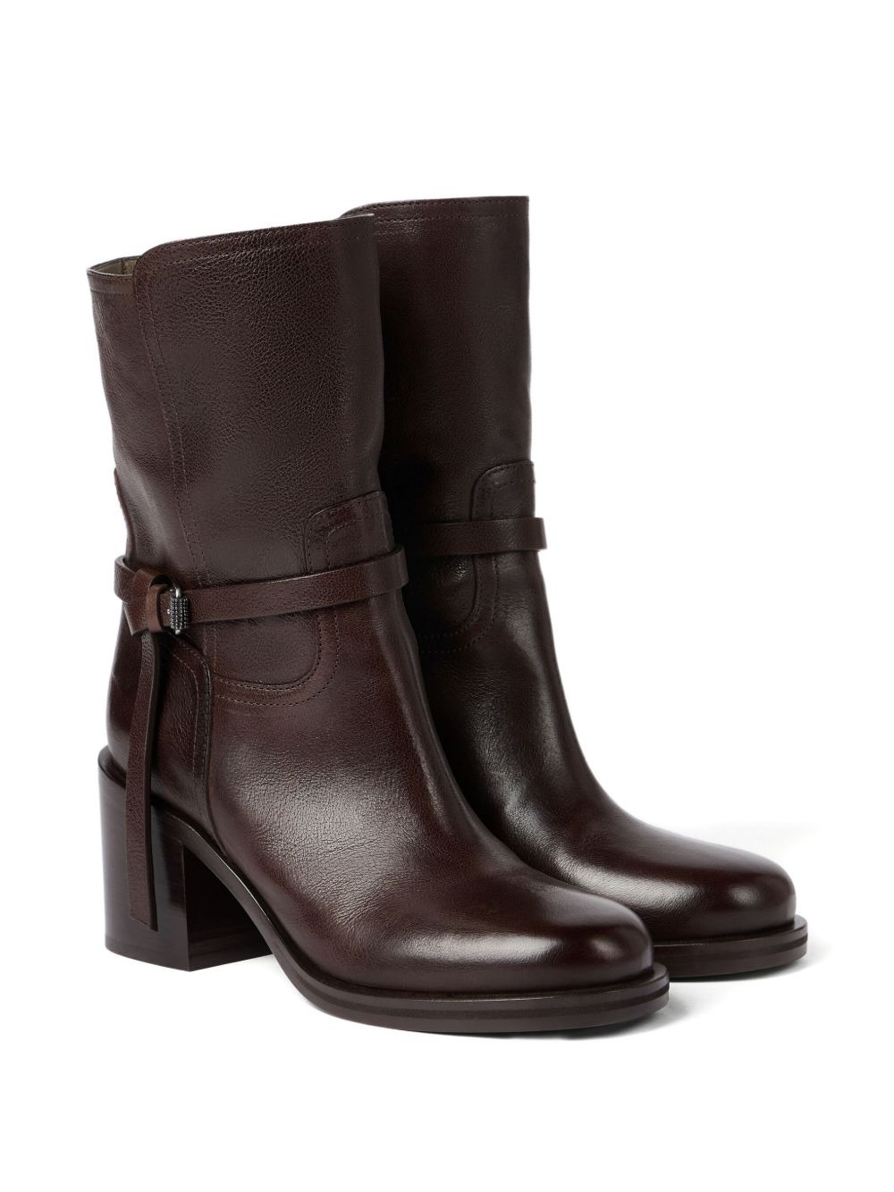 leather buckle-strap boots - 2