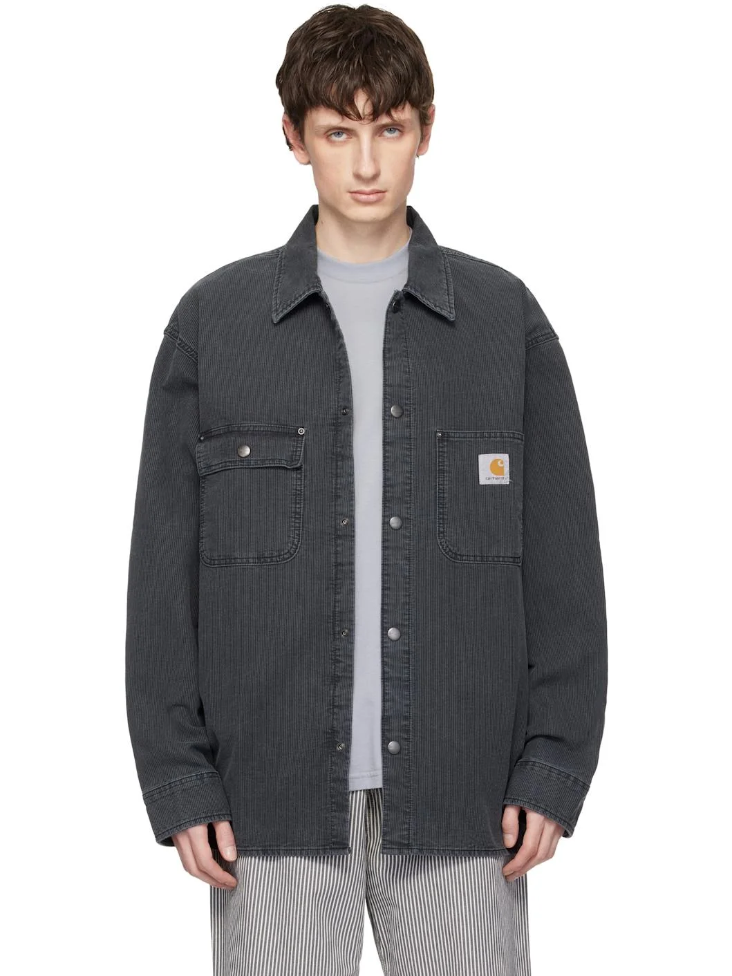 Gray Parrish Corduroy Overshirt - 1