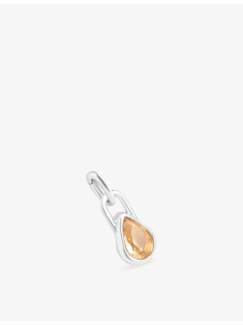 November Birthstone Rhodium-Plated Sterling-Silver And Citrine Charm 1