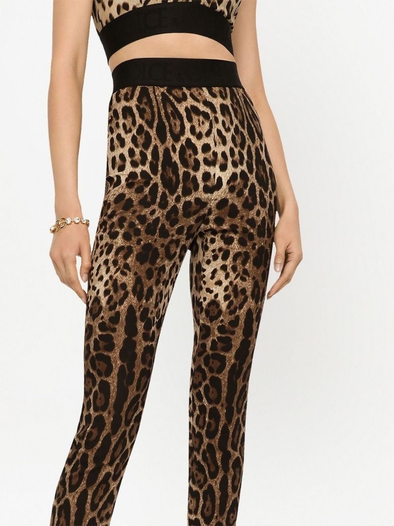 leopard-print slim-cut leggings - 5
