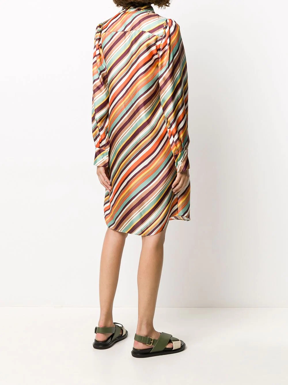 striped front-tie dress - 4