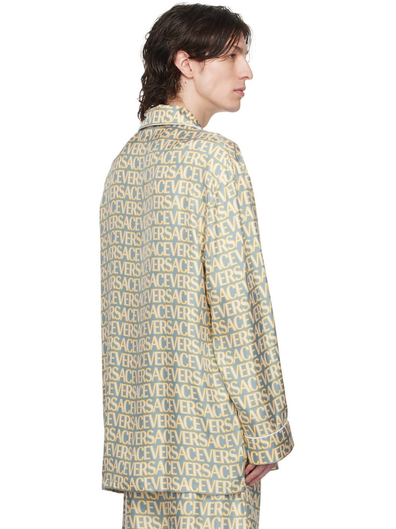 Blue & Off-White Allover Pyjama Shirt 3