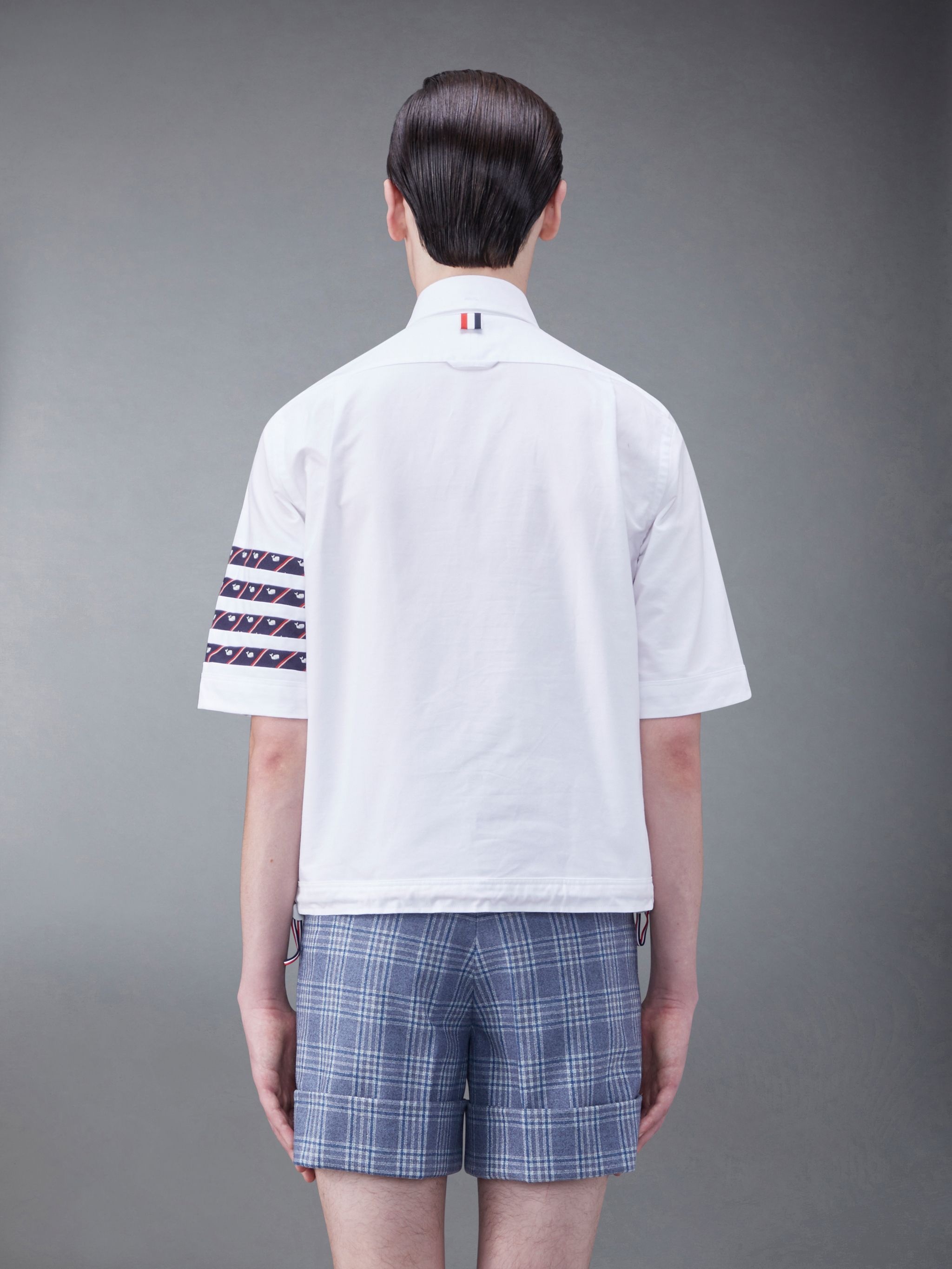 Whale Icon Stripe Drawcord Hem 4-Bar Short Sleeve Shirt - 2