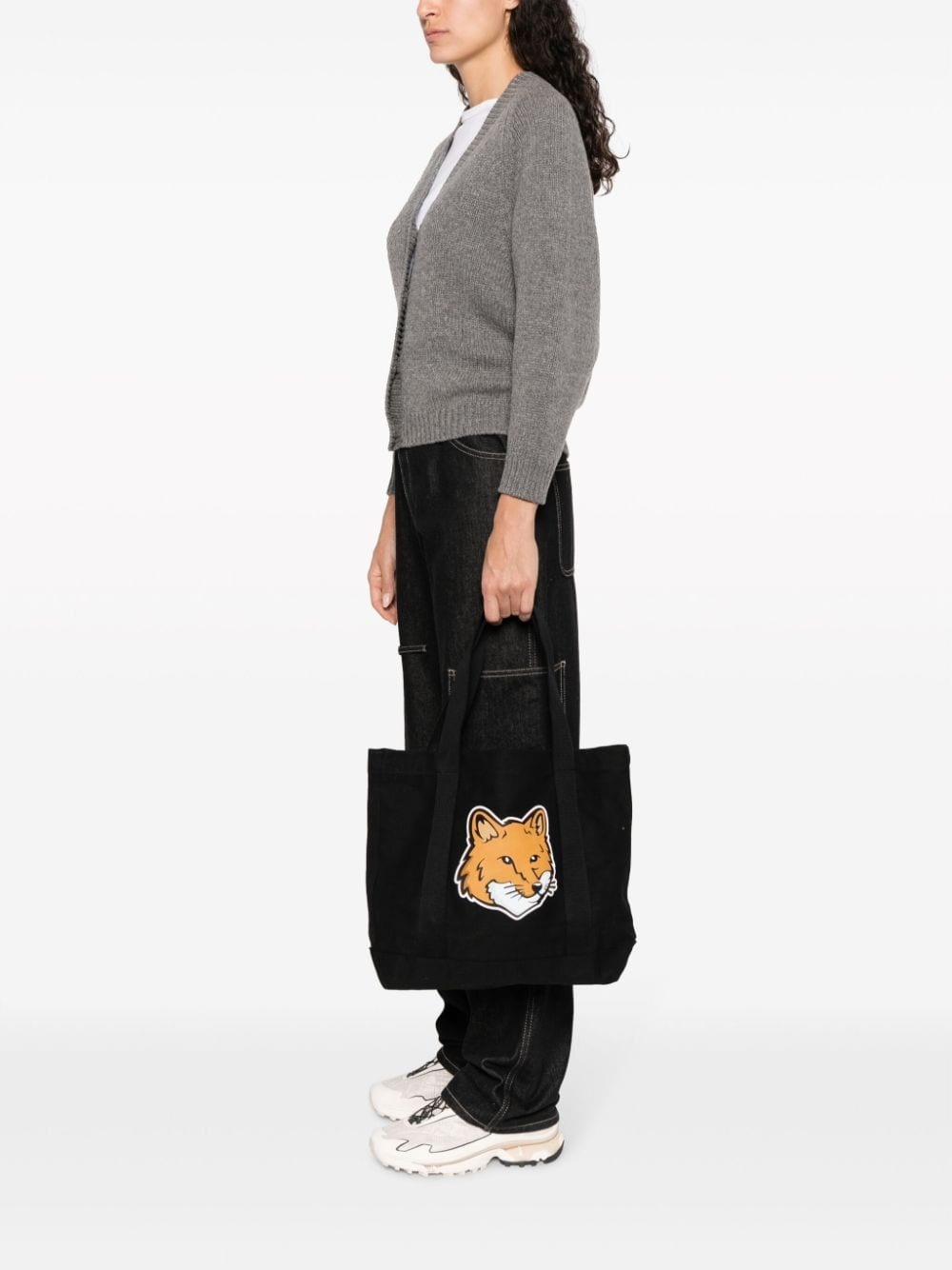 fox head-print cotton tote - 2