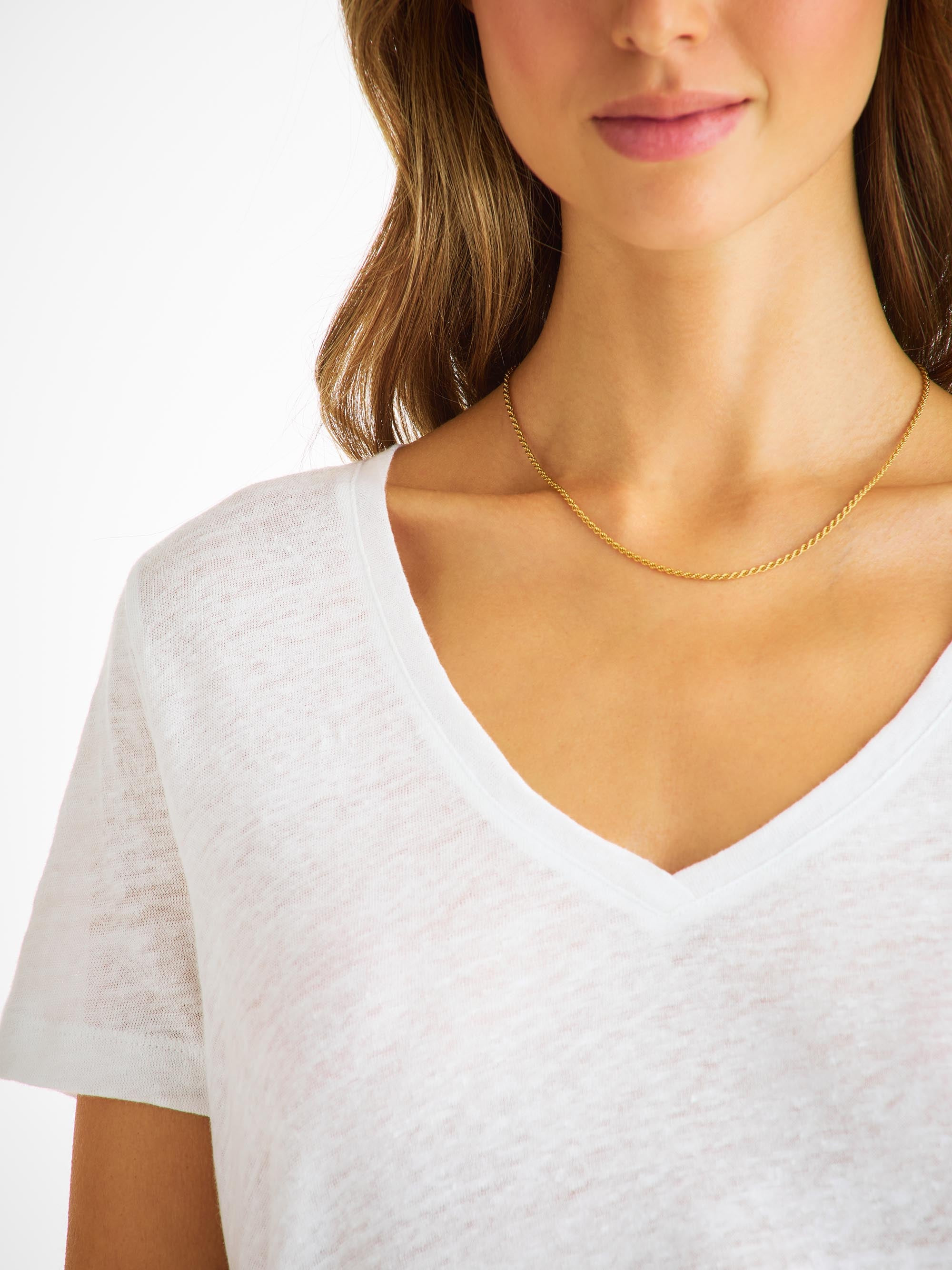 Women's V-Neck T-Shirt Jordan Linen White - 6