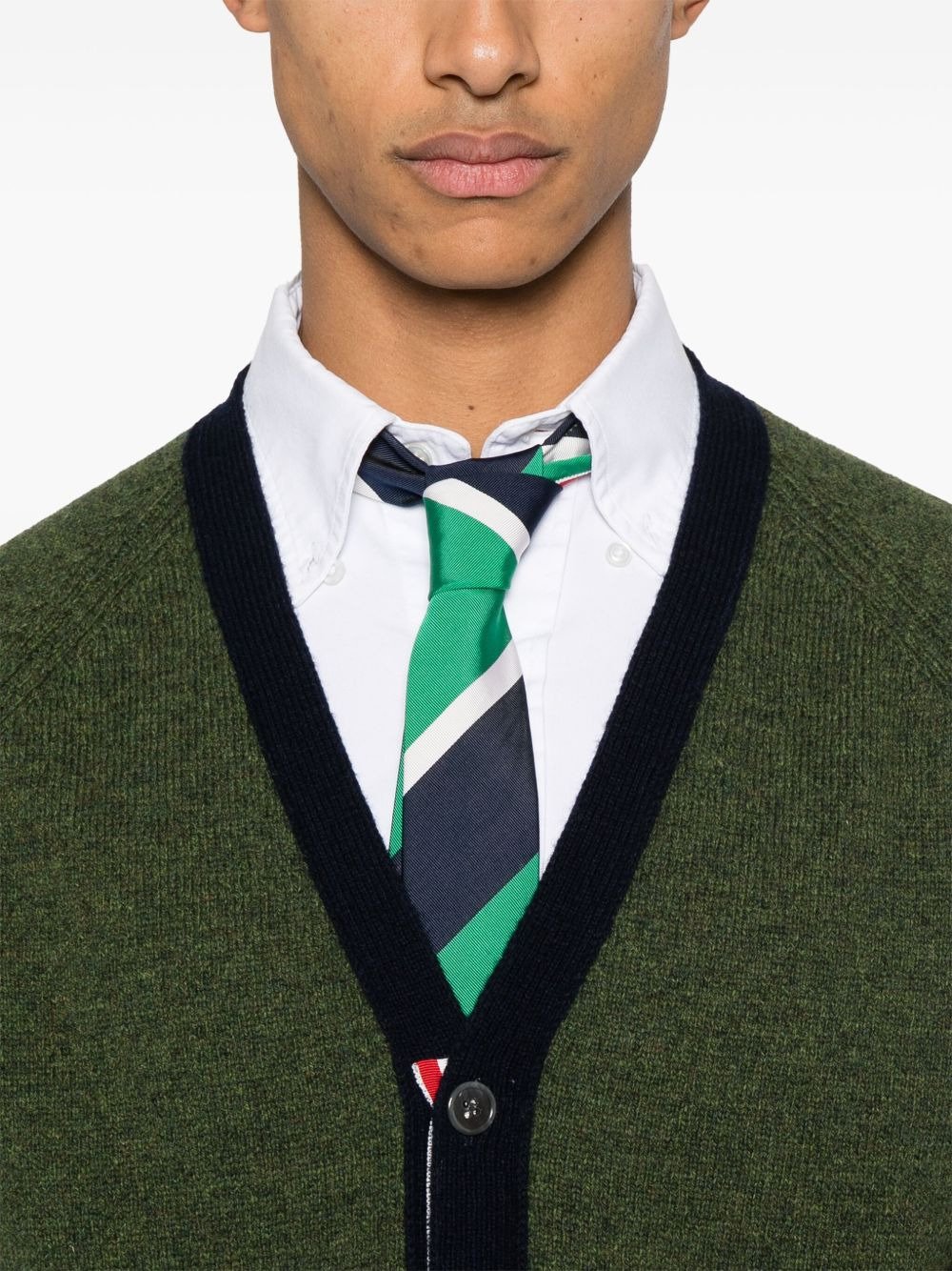 4 Bar Stripe shetland wool cardigan - 5