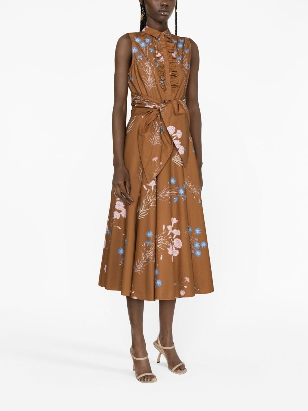 floral-print cotton midi dress - 3
