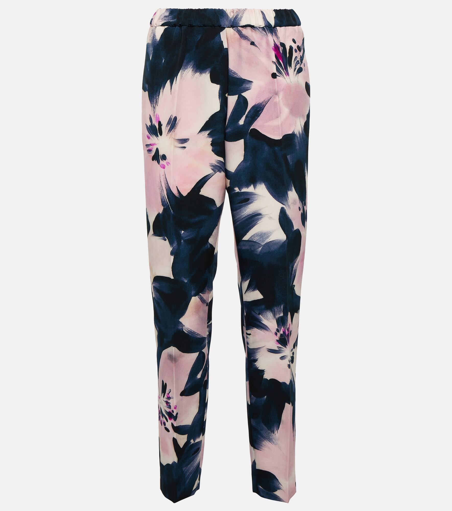 Floral high-rise slim pants - 1